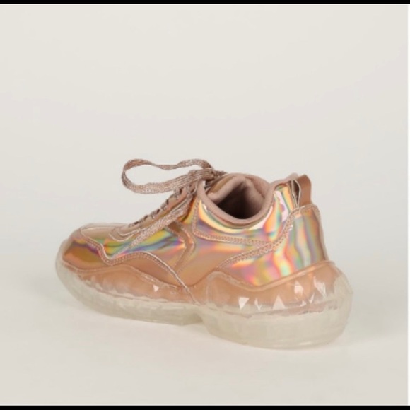 NIB! Rose gold holographic sneakers size 6 - Picture 3 of 7